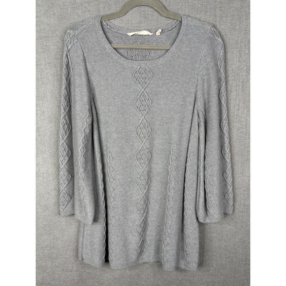 Soft Surroundings Sweater Womens Large Grey Tunic Silk Cashmere Blend Pullover